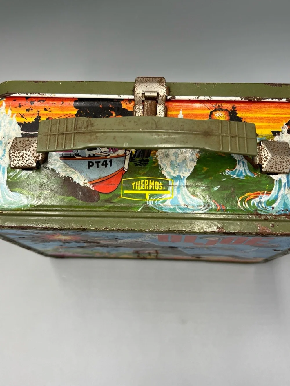 Thermos Vintage GI Joe Green and Blue Metal Lunchbox
